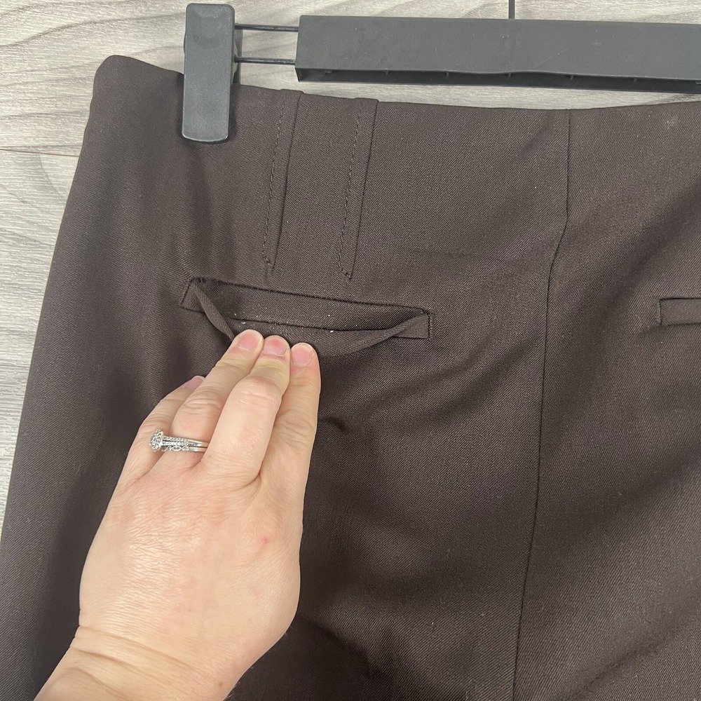 Talbots Dress Pants Womens 8 Brown Straight Stretch Career Business Pleated Corp - Picture 8 of 12